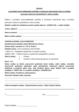 Žádost o pracovnělékařskou prohlídku PDF