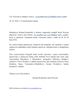 Věc: Pozvání na zahájení výstavy„ Za poznáním