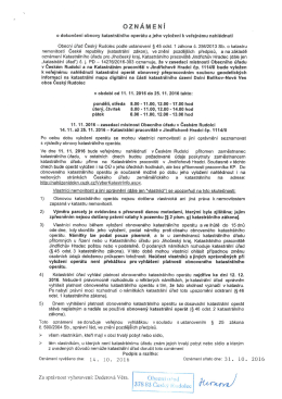 Oznámení o dokončení obnovy katastrálního