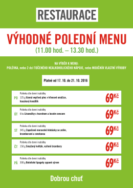 Výhodné polední menu 69