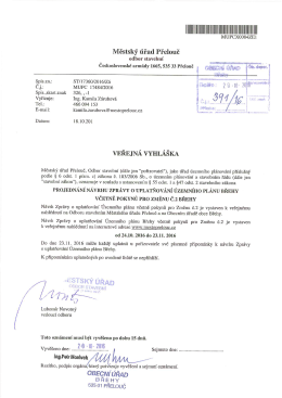 Veřejná vyhláška Městského úřadu Přelouč č.j. MUPC