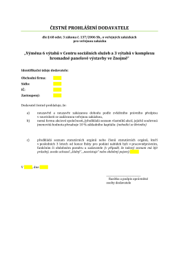 ČESTN&Eacute; PROHL&Aacute;&Scaron;EN&Iacute; DODAVATELE