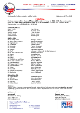 pozv&aacute;nka - Česk&yacute; svaz ledn&iacute;ho hokeje