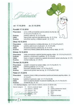 Jídelníček na 17.10. - 21.10.2016