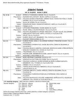 Jídelní lístek - Střední škola teleinformatiky