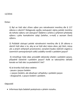 1) Byl ve Vaší obci zřízen výbor pro národnostní menšiny dle § 117