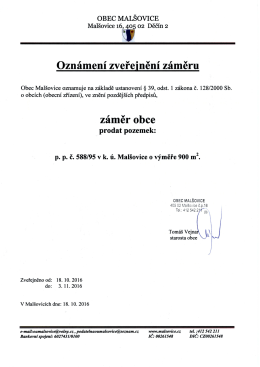 VV - záměr prodeje Ma 588/95