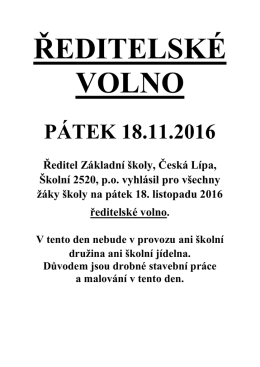 Ředitelsk&eacute; volno