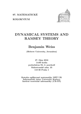DYNAMICAL SYSTEMS AND RAMSEY THEORY Benjamin Weiss