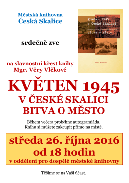 středa 26. ř&iacute;jna 2016 od 18 hodin