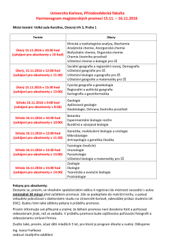 Harmonogram - Přírodovědecká fakulta UK