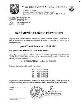 Veřejná vyhláška - Tomáš Pulda
