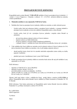 Nabídkové řízení na pronájem bytové jednotky č. 1, Fügnerova 2