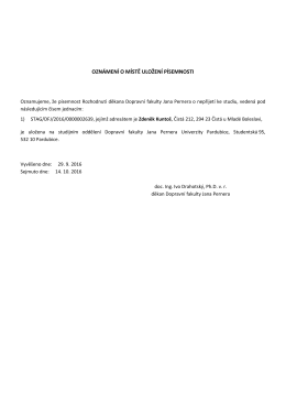 OZNÁMENÍ O MÍSTĚ ULOŽENÍ PÍSEMNOSTI