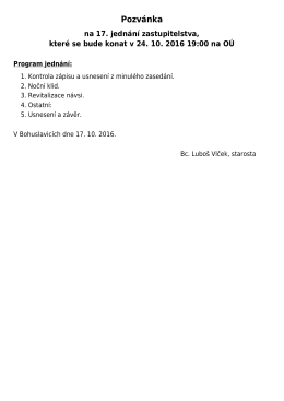 Pozv&aacute;nka na zastupitelstvo