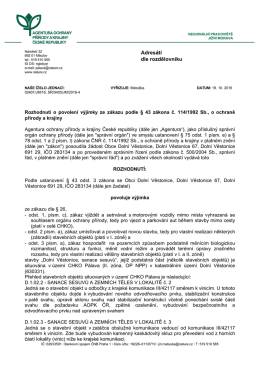 Rozhodnutí SR/0405/JM/2016 o povolení výjimky ze