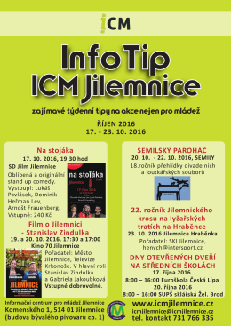 13.10.2016 16:17:39 Aktu&aacute;ln&iacute; InfoTip ICM Jilemnice na dal&scaron;&iacute; t&yacute;den zde