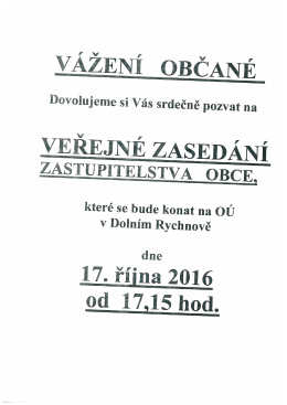 Veřejné zasedání ZO 17.10.2016