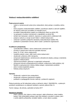 Vedoucí restaurátorského oddělení