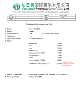 Produktový list - Ananasové želé