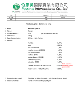 Produktový list - Borůvkový sirup