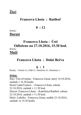 Výsledky - Francova Lhota