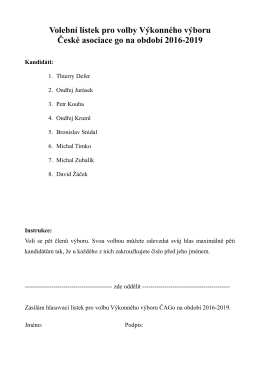 Volební lístek pro volby 2016