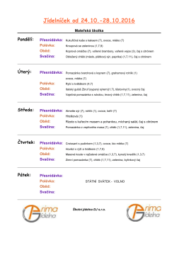 J&iacute;deln&iacute;ček od 24.10.-28.10.2016
