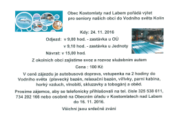 Výlet pro seniory - do Vodního světa Kolín
