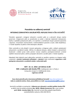 Pozv&aacute;nka na odborn&yacute; semin&aacute;ř - Fakulta humanitn&iacute;ch studi&iacute; UK
