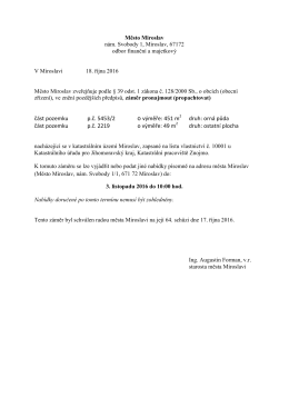 Město Miroslav n&aacute;m. Svobody 1, Miroslav, 67172 odbor finančn&iacute; a