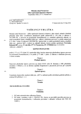 Veřejná vyhláška - opatření obecné povahy - místní