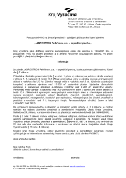 zahájení zjišťovacího řízení záměru