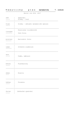 T &eacute; m a t i c k &yacute; p l &aacute; n matematika 7. ročn&iacute;k