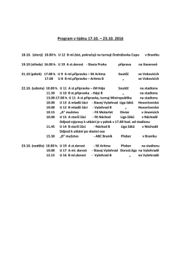 Program v týdnu 17.10. – 23.10. 2016