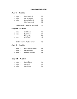 Krasopisec 2016 – 2017 Dívky 6. – 7. ročník: Chlapci 6. – 7. ročník