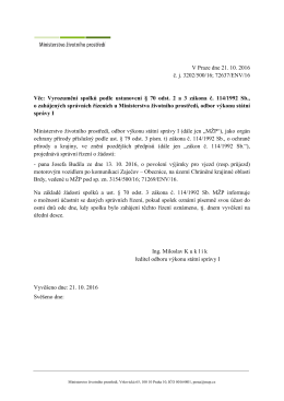 Vyrozumění - Ministerstvo životního prostředí