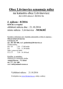 Vyhlášení nálezu č. 8.2016.
