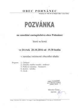 Pozvánka na zasedání zastupitelstva obce