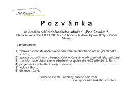P o z v á n k a - Občanské sdružení Pod Rovněmi