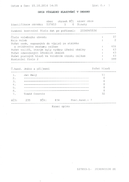 Page 1 Datum a čas: 15. 10. 2016 14:35 List č. : 1 OPIS VÝSLEDKU