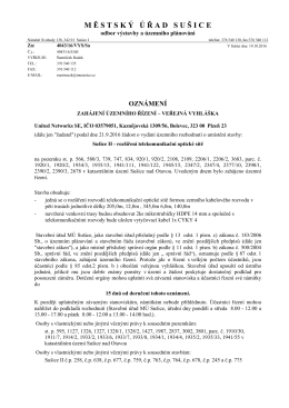 Ozn&aacute;men&iacute; - Su&scaron;ice II - roz&scaron;&iacute;řen&iacute; telekomunikačn&iacute; optick&eacute; s&iacute;tě