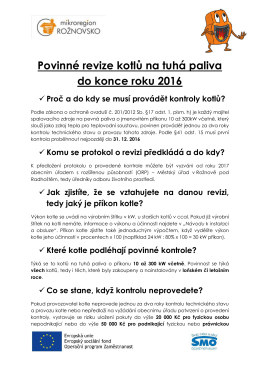 Povinné revize kotlů na tuhá paliva do konce roku 2016