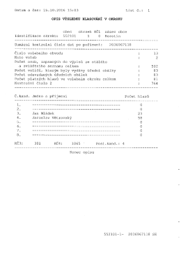 Page 1 Datum a čas : 15 . 10. 2016 15 : 03 List č. : 1 OPIS