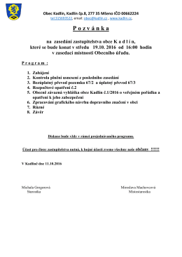 Pozv&aacute;nka na zased&aacute;n&iacute; zastupitelstva 19.10.2016