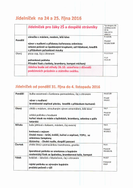 Page 1 Jídelníček na 24 a 25. října 2016 Jídelníček pro žáky ZŠ a