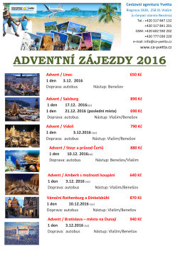 adventní zájezdy 2016 - ca