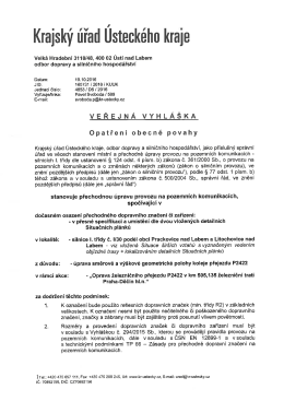 stanovení přechodné úpravy provozu na pozemních komunikacích