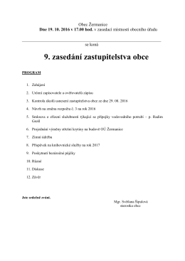 9. zasedání zastupitelstva obce