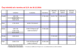 Časy tréninků od v termínu od 12.9. do 18.12.2016: